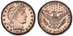 1913 Barber Half Dollar 50C CACG PR65 (CAC). Looks Cameo. Great Tone - Picture 1 of 4