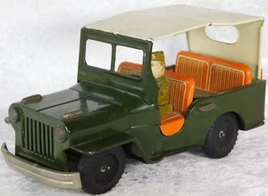 Vintage 1950's US Army Willy's Japan Tin Toy Friction Military Jeep 10" - Picture 1 of 14