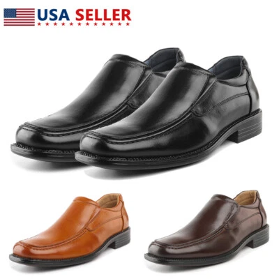 Zapatos sin cordones de vestir forrados de cuero con punta cuadrada forrados de Bruno Marc para hombre EE. UU. Foto 1 de 4