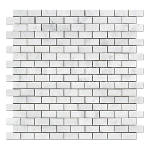Carrara White Italian (Bianco Carrara) Marble Mini (Baby) Brick Mosaic Tile - Picture 1 of 2
