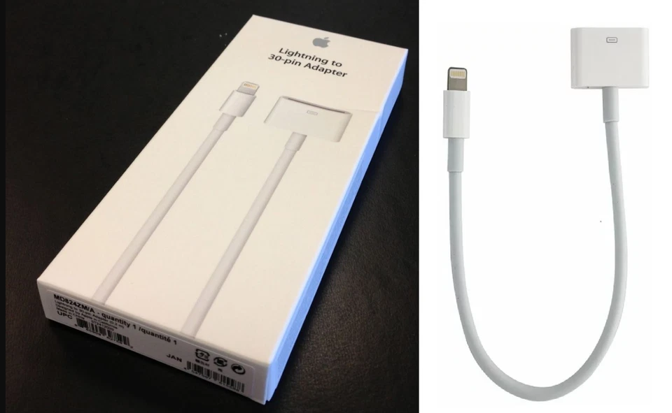 Genuine Apple Lightning to 30Pin audio/sync Adapter Cable for iPhone iPod iPad * - Image 1 of 4