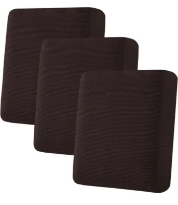 H.VERSAILTEX Stretch Velvet 3 Piece T Cushion Sofa Slipcovers (Chocolate) - Image 1 of 3