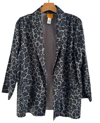 Ruby Rd. Women's Petite Large Black Gray Animal Stretchy  Jacket - Image 1 of 4