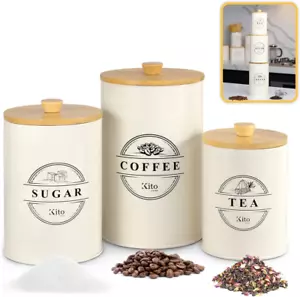 Canisters Sets for Kitchen Counter Storage and Organization with Wooden Bamboo L - Picture 1 of 12