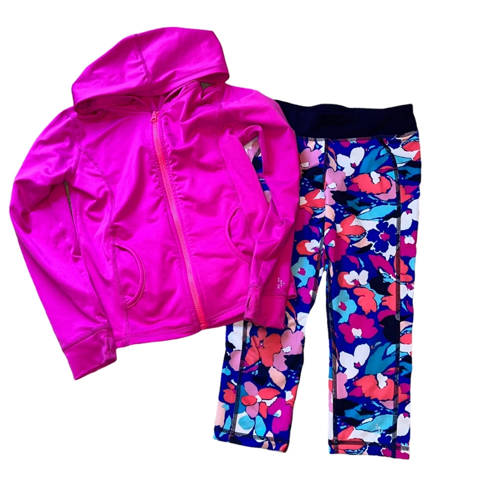 GymGo Gymboree Girls Jacket & Capri Pants Fitness Set 7/8 Medium - Image 1 of 3