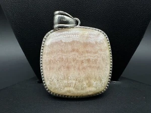 Sterling Silber Rhodonit Edelstein rosa Naturstein Anhänger - Bild 1 von 9
