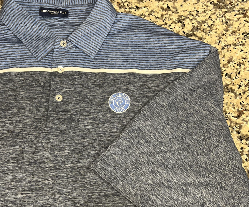 DriWay Hombres The Georgia Club Golf Manga Corta Polo Azul Jaspeado Talla 2XL Foto 1 de 4