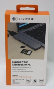 Hype HYPERDRIVE SOLO 7-in-1 USB-C Hub Space Gray GN21D-Grey for MacBook - NEW! - Picture 1 of 5