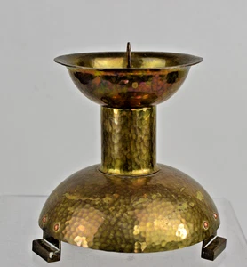 ART DECO KERZENLEUCHTER / KERZENHALTER - HANDARBEIT AUS MESSING UM 1920 - Bild 1 von 9