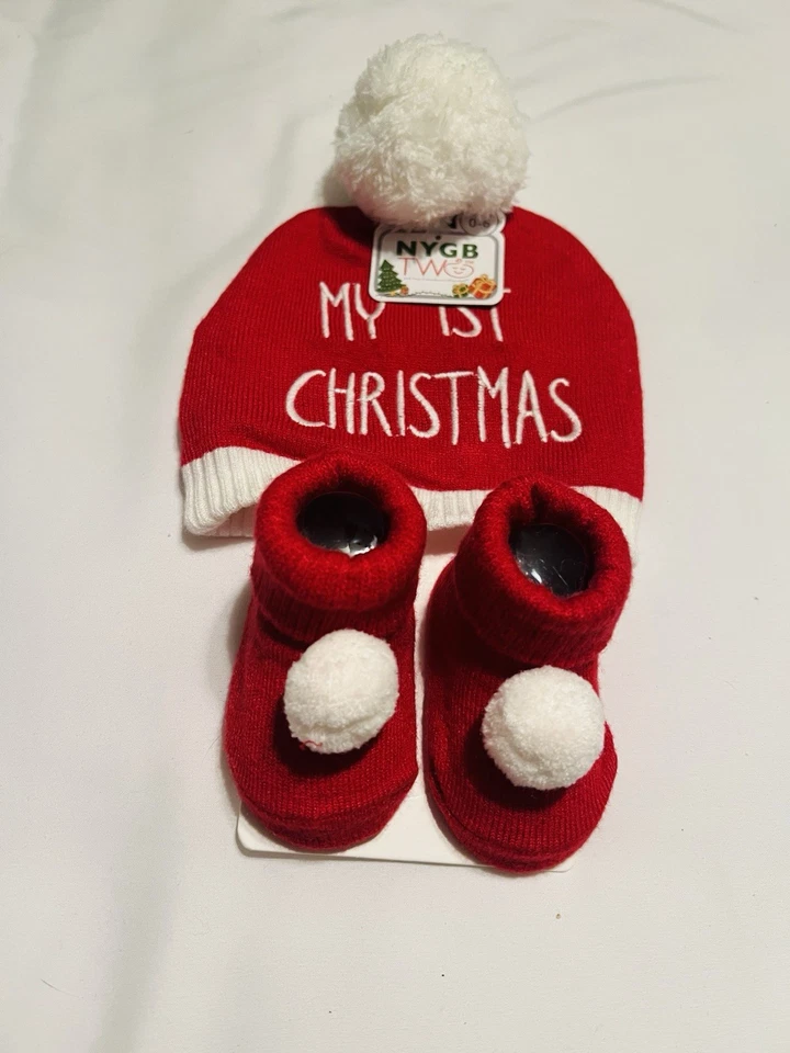 Botines y gorro de primera Navidad para bebés Foto 1 de 3
