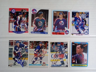 Lote de 17 tarjetas autografiadas de Winnipeg Jets - Carlyle, Olczyk, Wheeler Foto 1 de 4