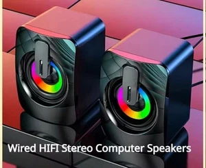 Set di altoparlanti casse stereo 2.0 illuminate LED RGB PC Laptop Gaming Speaker - Foto 1 di 7