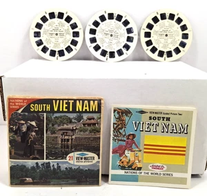 Juego de 3 discos Sawyer's View-Master South Viet Nam vintage usados con folleto - Imagen 1 de 6