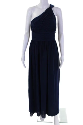 Vestido Donna Morgan para mujer plisado de un hombro sin mangas azul talla 4 Foto 1 de 4