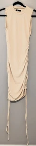 CBR WOMENS RUCHED BODYCON MINI DRESS BEIGE NWT - Picture 1 of 2