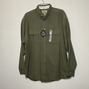 Cabela's Shirt Mens 2XLT Green Deerskin Soft Chamois Long Sleeve Button Down - Picture 1 of 6