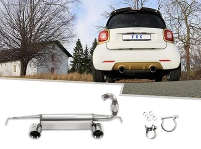 FOX Duplex Sportauspuff Smart Fortwo 3 Typ 453 ab 2014 Brabus Ansatz je 100mm - Bild 1 von 4