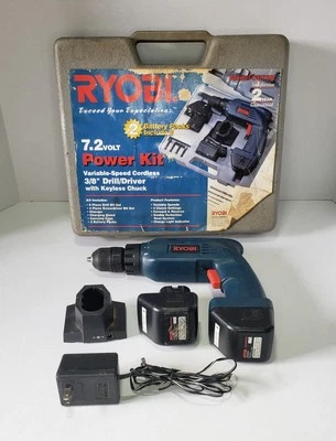 Taladro Ryobi CD75 de colección - Taladro inalámbrico 7,2 V/con estuche rígido y baterías. LEER Foto 1 de 4