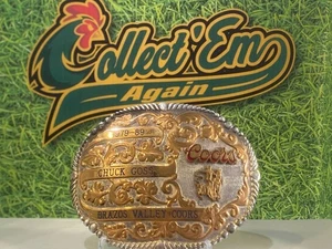 1979-1989 TX Brazos Coors Bier Champion Gürtelschnalle Gist Sterling Front selten - Bild 1 von 5