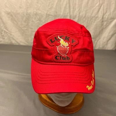 NUEVO CON ETIQUETAS Hard Rock Hotel Lucky Club Gorra Ejército Adulto OSFA Rojo Llame Corazón Sombrero Foto 1 de 4