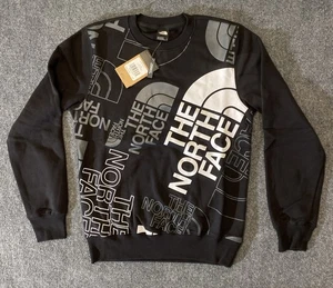 The North Face Sweatshirt Mens Small Black All Over Print Pullover NEW NWT Gifts - Picture 1 of 15