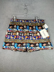 Vintage 90s Nicole Miller Silk Shorts XL Limited Edition Sports Graphic AOP - Picture 1 of 8