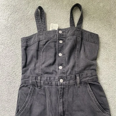 LEVI’S Mujeres Pequeño Denim Jeans Mono Gris Oscuro Piernas Rectas Corsé Foto 1 de 4