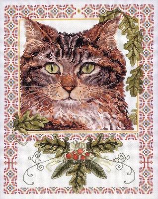 Minx The Cat Collection Cross Stitch Pattern Cross My Heart Tabby Cat - Image 1 of 2