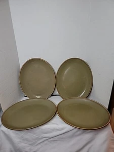 Vintage Homer Laughlin Green Oval Heavy Stoneware Plate Platter Set Of 4 - Picture 1 of 18