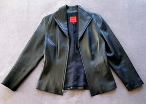 COLE HAAN Genuine Lambskin Leather Racer Jacket (women's) - size 6 - Picture 1 of 12