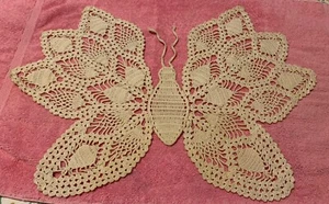 ❤️Tapete de ganchillo diseño mariposa enorme vintage mediados de siglo hecho a mano - Imagen 1 de 9