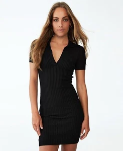 COTTON ON Juniors Women's Knit Polo Mini Dress Black Size XXL A002 - Picture 1 of 2