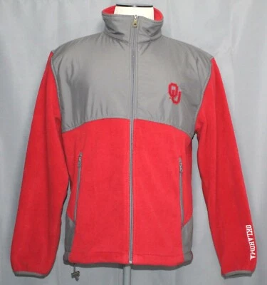 Chaqueta de poliéster Majestic Oklahoma Sooners polar cremallera completa para hombre talla mediana Foto 1 de 4