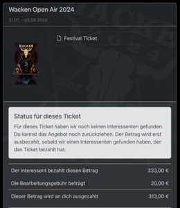 Ticket Wacken 2024 per Ticketweitergabe - Bild 1 von 1