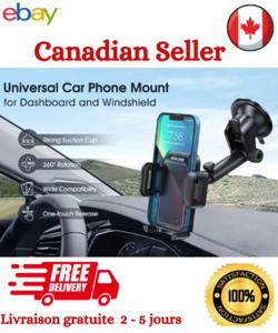 Support Téléphone GPS Voiture Universel Fixation Tableau De Bord Pare-Brise 360° - Photo 1 sur 14