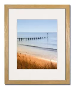 16X20 Natural Coastal Wood Picture Frame with Single White Mat for 12x16 - Picture 1 of 1