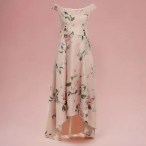 Bariano Floral Gown Dress Asymmetrical Wedding Size 12 Dip Hem Fit & Flare $275 - Picture 1 of 8