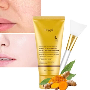 Kojic Acid Turmeric Night Wrapping Mask Overnight Peel Off Facial Whitening Mask - Picture 1 of 22