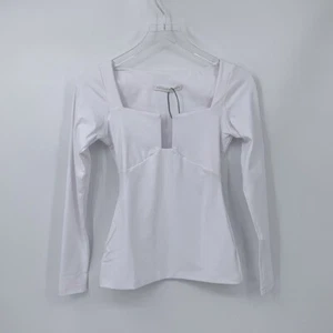 Susana Monaco square wire long sleeve jersey knit shirt top blouse white new L - Picture 1 of 4