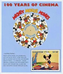 Disney 1996 Maldives - 100 Years of Cinema, Mickey Mouse Movies Mini Sheet MNH - Picture 1 of 1