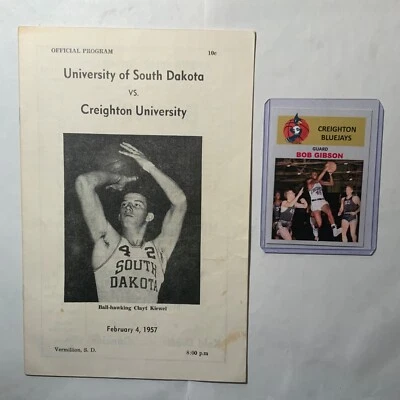 Bob Gibson on the hardwood! 2/4/1957 S. Dakota vs Creighton basketball program - Image 1 of 4