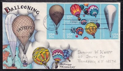 SCOTT 2035A BALLOONING DOROTHY KNAPP HAND PAINTED FIRST DAY COVER "OFFERS" #2 - Image 1 of 2