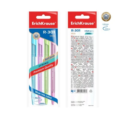 ErichKrause® Kugelschreiber R-301 Spring Stick 0.7, Farbe: blau (Beutel 4 Stk.) - Bild 1 von 4