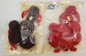 VINTAGE ~  Pom Pom Dog Patches ~ Sew On Patches ~ Lot/2 ~ Red & Brown - Picture 1 of 8
