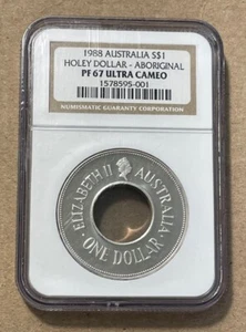 Australia - 1988 Silver Holey Dollar - NGC PF 67 Ultra Cameo - Picture 1 of 4