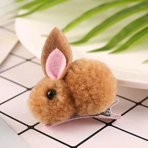 Cute Cartoon Bunny Hair Clip Soft Plush Rabbit Hairpin Hand Made Multipurpose - Picture 1 of 12