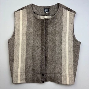 Rusk & Finch New Zealand Wool Vest Mens Large Open Front Striped Elastic Waist - Picture 1 of 4
