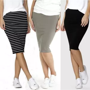 Midi Skirt Alicia by Betty Basics Plus Sizes 10 12 14 16 18 20 22 Black White - Picture 1 of 15