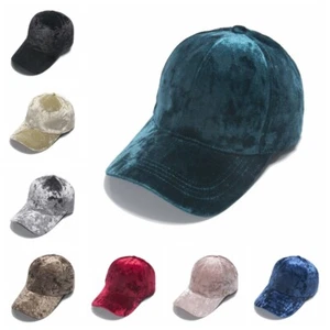 Women Men Couple Baseball Cap Sun Hat Pleuche Velvet Solid Adjustable Casual - Picture 1 of 21