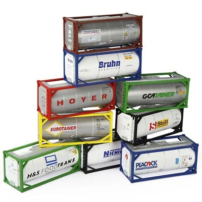 3pcs HO Scale 20ft Oil Tank Container 1:87 20' Shipping Tanktainer Model Trains - Image 1 of 4